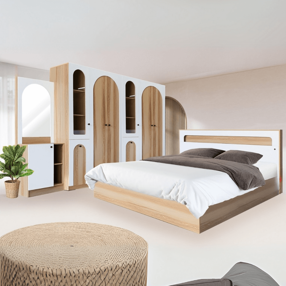 ชุดห้องนอน + ที่นอนสปริง 6 ฟุต WISDOM DESIGN FURNITURE รุ่น ARISTA 11 สี แอช/ขาว_1